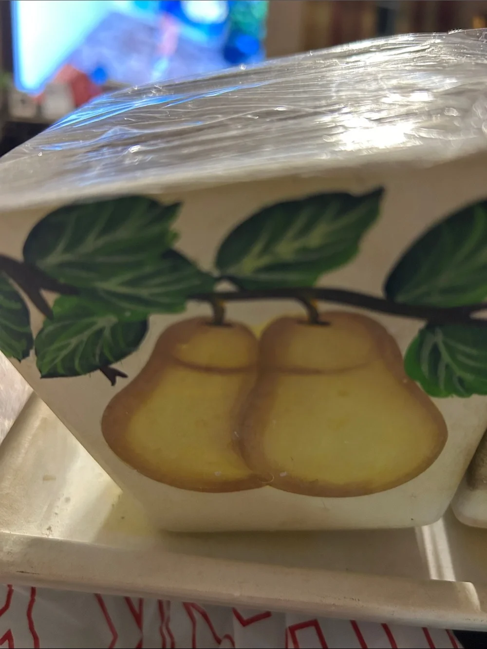 Fruit Ceramic planters with tray Countertop Or Window - White
